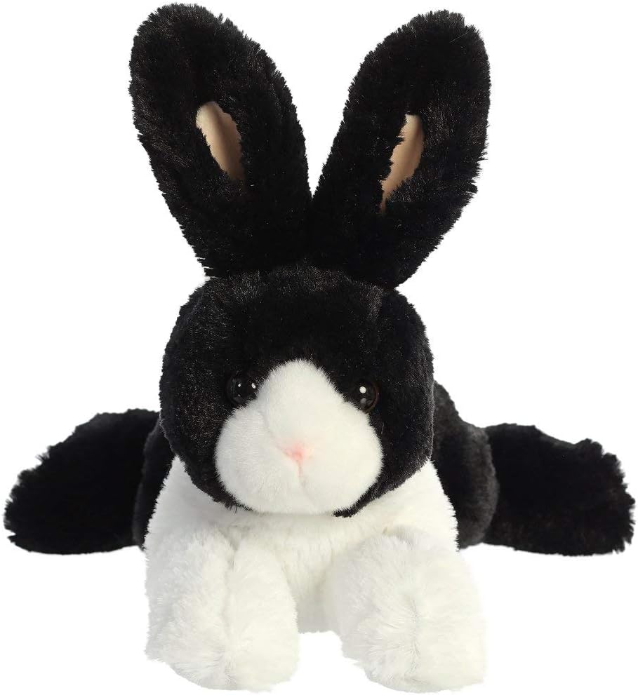 Aurora® Adorable Flopsie™ Dutch Rabbit Stuffed Animal - Playful Ease - Timeless Companions - Black 12 Inches