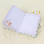 Zeph Hosea Cute Cartoon Notebook Kawaii Journal Notebook Japanese Sketchbook Leather Cover Diary Notepad Travel Notebook,Green
