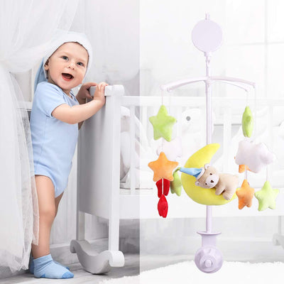 AFUNTA 26 Inch Baby Mobile for Crib, Adjustable Screw Crib Mobile Arm with Music Box Holder, Crib Mobile for Baby Girl Nursery Decor