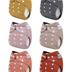 babygoal Reusable Charcoal Cloth Diapers with Double Gussets, 6 Pack Washable Baby Pocket Diapers with 6pcs Charcoal Inserts and Wet Dry Bag(Neutral Color)