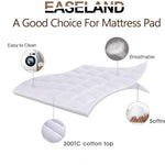 EASELAND Queen Size Mattress Pad Pillow Top Mattress Cover Quilted Fitted Mattress Protector Cotton Top Stretches up 8-21" Deep Pocket Cooling Mattress Topper (60x80 inch, White)