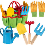 Little Gardener Tool Set with Garden Tools Bag for Kids Gardening - Kit includes Watering Can, Children Gardening Gloves, Shovel, Rake, Fork and Garden Tote Bag-Children Gardening All in One Kit