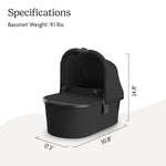 UPPAbaby Bassinet V3 - Compatible with Vista, Cruz, Ridge Strollers - Overnight Sleep Solution - Mattress, Sheet and Bug Shield Included - Jake (Charcoal/Carbon Frame)