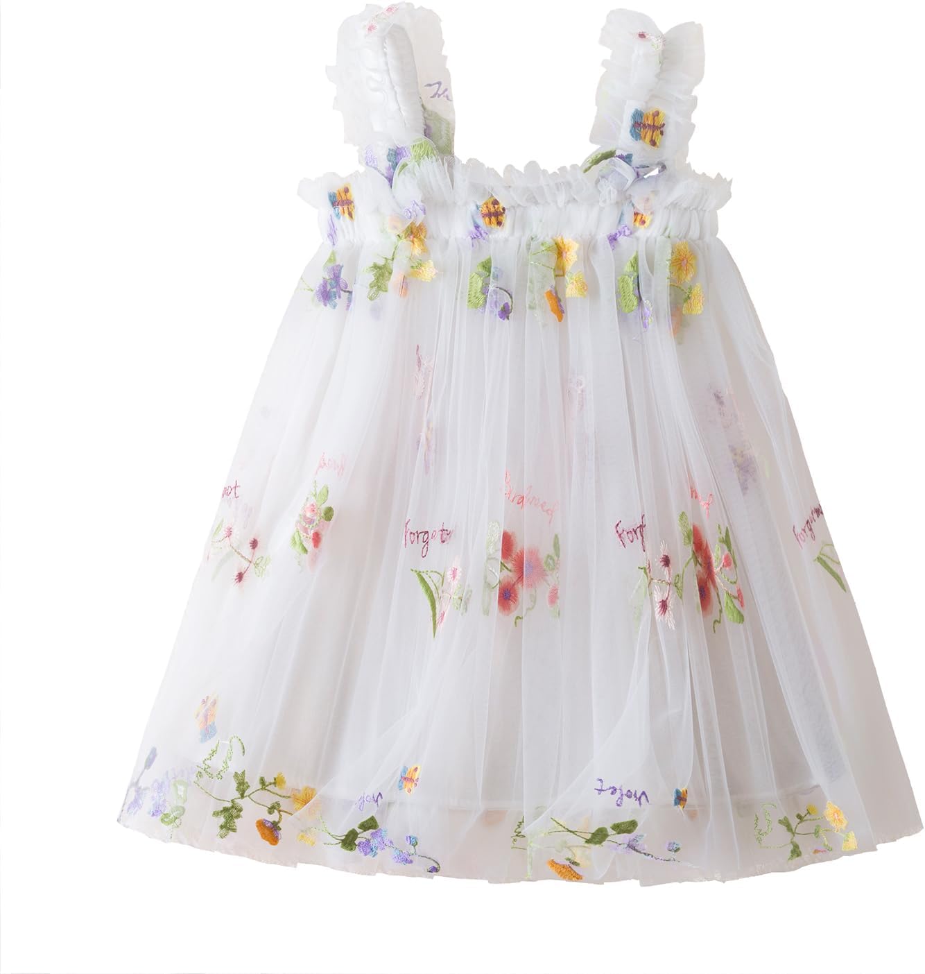 NNJXD Baby Girl Tulle Dress Casual Flower Embroidery Toddler Dresses
