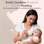 COMI Natural Glass Baby Bottles for Breastfeeding Babies,Newborn Anti-Colic Baby Bottle Set with Slow Flow Nipple,0-3 Months,BPA-Free,6 oz,2 Pack