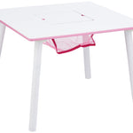 Delta Children Princess Crown Kids Wood Table and Chair Set with Storage - Greenguard Gold Certified, White/Pink