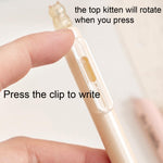 MOZXIRZ 4 Pcs Cute Retractable Pens Cat Gel Pens Gliiter Aesthetic Pen 0.5mm Fine Point Black Ink Smooth Writing Kawaii Cartoon Kitty Pen for Women Girls Office School Supplies (4Pcs Gliiter Cat)