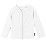 Boys Toddler Rash Guard Long Sleeve UPF 50+ Sun Protection Lightweight Swim Shirt for Baby Kids(White,12-18M)