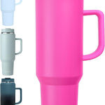 40 oz Tumbler with Handle, Insulated Tumblers with Lid and Straw, Large Metal Sports Water Bottle Jug, Thermal Stainless Steel Travel Coffee Mug Cup, Black