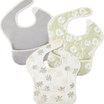 Mess Proof Baby Bib 3 Pack, Waterproof Led Weaning Baby Feeding Bibs with Food Catcher, Travel Feeding Bibs