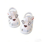 Kutterild Baby Boys Girls Summer Sandals Cute Bear Pattern Squeaky Shoes Non-Slip Newborn First Walking Shoes (Ivory, 6-9 Months)