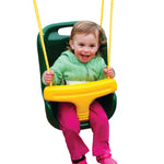 Gorilla Playsets 04-0032-G High Back Plastic Infant Swing with Yellow T Bar & Rope, Green