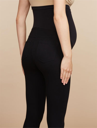 Motherhood Maternity Women's Full Length French Terry Secret Fit Over The Belly Pregnancy Legging, Black, Small