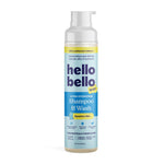 Bottle of 'hello bello' shampoo and wash on a white background