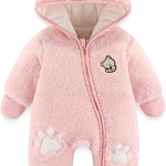 Fairy Baby Newborn Baby Snowsuit Bear Onesie Footie Romper Winter Thick Fleece Jumpsuit Infant Coat for Girls Boys 0-12M