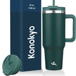 30 oz Tumbler with Handle and 2 Straws,2 in 1 Lid Insulated Water Bottle Stainless Steel Travel Coffee Mug,Blue Haze