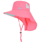 Aenmt Kids Sun Hats UPF 50+ Sun Protection Hat for Kids with Neck Flap Adjustable Large Brim Beach Fishing Hat for Age 3-12 Red