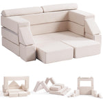 ROBUD Kids Couch, Beige Modular Kids Play Couch, DIY-Style & Washable Toddler Sofa for Playroom, Bedroom, Nursery, WG411