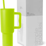 Simple Modern 40 oz Trek Tumbler with Handle and Straw Lid | Cup Holder Friendly Insulated Stainless Steel Travel Mug | Almond Birch