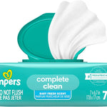 Pampers Baby Wipes, Complete Clean Baby Fresh Scented Wipe, Gently Cleans Head to Toe, 72 Total (1 Flip-Top Packs)