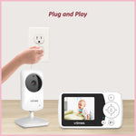 Baby Monitor with Camera and Audio, Video Baby Monitor No WiFi Night Vision 2.4" LCD Screen Portable Baby Camera Monitor Alarm Lullaby Temperature Sensor and 1000ft, Ideal for Baby/Elderly/Pet