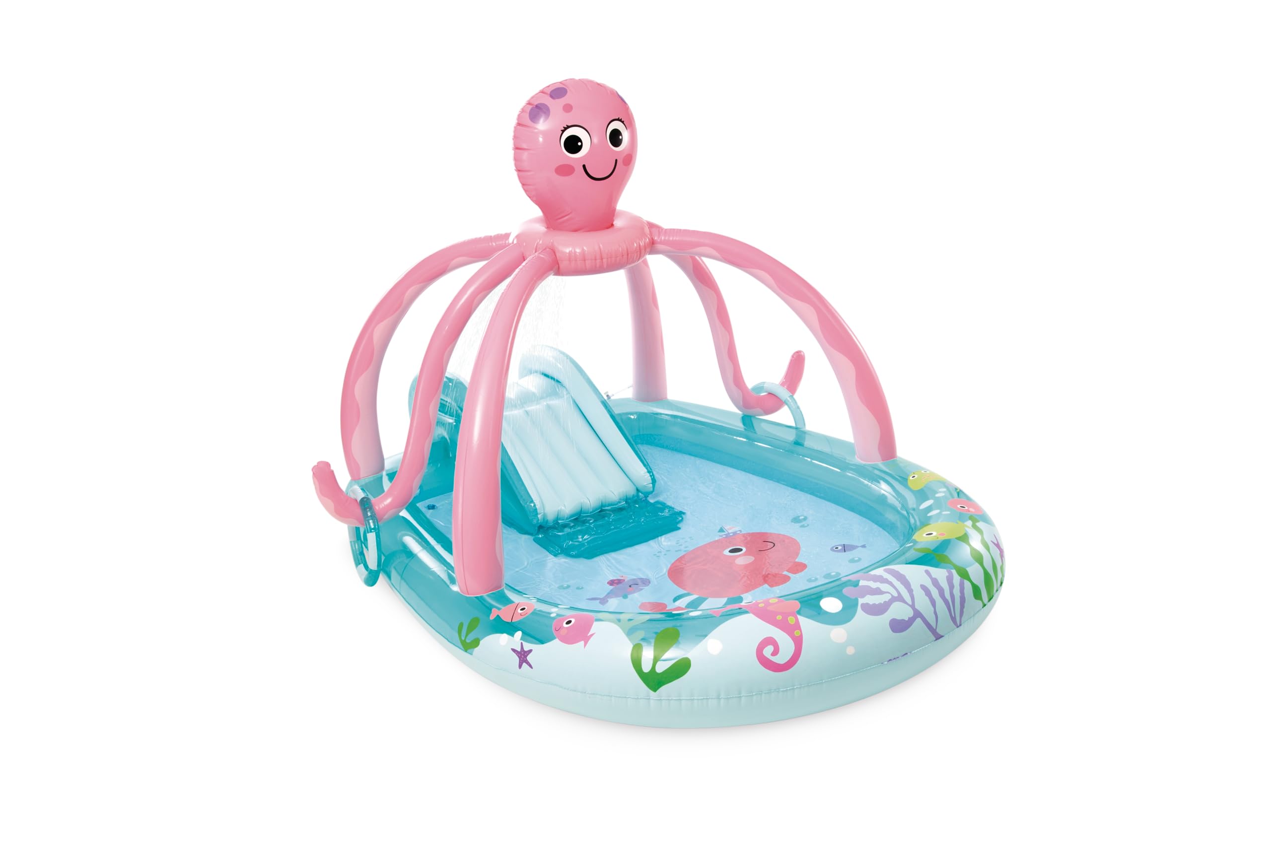 Intex 96" x 78" x 28" Inflatable Jungle Adventure Play Center Spray Kiddie Pool - Backyard Kids Water Slide, Outdoor Blow-Up Splash Pad for Toddlers