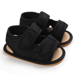 E-FAK Baby Boys Girls Summer Sandals Closed-Toe Non-Slip Rubber Sole Toddler Infant First Walker Shoes(0-6 Months Infant, 01 Black)
