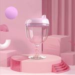 Plastic Goblet Cup, Baby Sippy Cup Wine Glass, Beverage Mug Milk Bottle with Lid for Kids Birthday Party or Celebration (over 8 months)