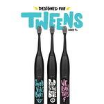 Made by Dentists Sonic X Electric Toothbrush – Rechargeable Kids Sonic Toothbrush, 8X Plaque Removal, 2 Speed Modes, 2-Minute Timer 6 Brush Heads Included, Tweens Ages 7+, Good Vibes Only Edition