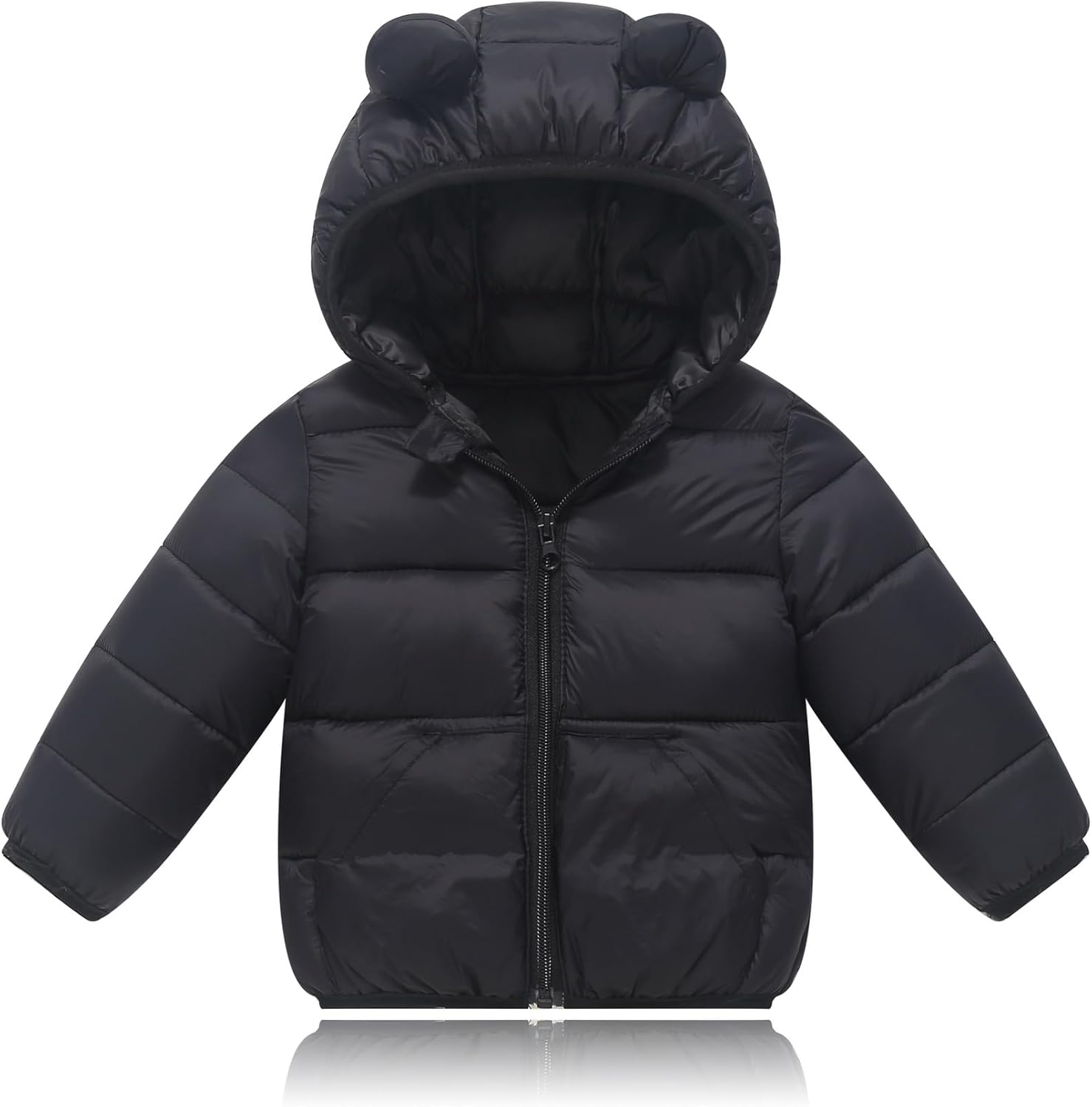 Baby Hooded Down Jackets Coat Light Boy Coats Toddler Bear Ears Zipper Up Down Coats Outwear 6M-4T