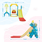 NYEEKOY 6 in 1 Toddler Slide and Swing Playset Indoor Outdoor Freestanding Playground Kids Slide Climber Swing Set with Basketball Hoop for Kids Age 3-12, Backyards Slide for Baby