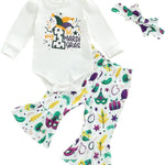 St Patricks Day Baby Girl Outfit Newborn Ribbed Shamrock Onesie Flare Pants Set Romper Bell Bottoms Spring Clothes