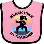 inktastic Girls Karate Black Belt in Training Baby Bib
