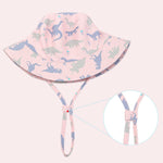 XIAOHAWANG Baby Boy Bucket Toddler Kids Sun Hat UPF 50+ Wide Brim Outdoor Beach Caps Play hat(Pink Purple Dino,48cm(6-12 Months))