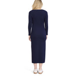 Motherhood Maternity Women's Long Sleeve Ribbed Square Neck Bodycon Casual Pregnancy Dress, Peacoat, Large
