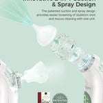Momcozy BreezyClear™ 2-in-1 Electric Nasal Aspirator for Baby with Spray, 65kPa Hospital-Grade Suction, 4 Adjustable Levels, Quiet & Portable Nose Cleaner with Soothing Light & Music
