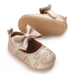 LAFEGEN Baby Girls Mary Jane Flats with Bownot Non Slip Soft Sole PU Leather Newborn Infant Toddler First Walker Cirb Dress Shoes(12-18 Months Toddler 21 Golden)