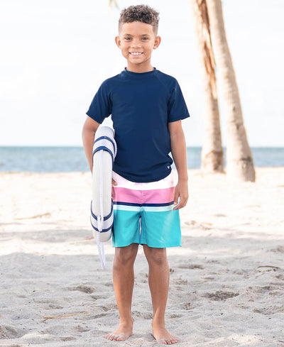 RUGGEDBUTTS® Baby/Toddler Boys Navy Short Sleeve Rash Guard - 12-18m
