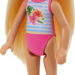 Barbie Chelsea Small Doll Featuring Swimsuit with Stripes & Floral Print, Blonde Hair & Blue Eyes