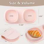 yahaa Toddler Plates Travel Essential on the go,Baby Plates with Forks and Spoons Self Feeding 6 months,Foldable,Silicone,BPA Free,Blush