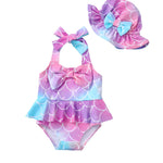 0-3 Months Baby Girl Swimsuit One Piece Bathing Suit Baby Girl Little Mermaid Swimwear Summer Cute Bikini Set Newborn Baby Girl Halter Bathing Suit