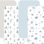 4 Pack Mini Crib Sheets Fitted - 38"x26" Pack and Play Sheets for Playard Mattress, Portable Mini Crib | Soft & Skin Friendly Pack N Play Sheets for Boys Girls (Clover & Moon Star)