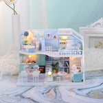 GuDoQi DIY Miniature Dollhouse Kit, Tiny House kit with Furniture, Miniature House Kit 1:24 Scale, Great Gift for Birthday Easter, Beautiful Blue Room