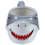 MyGift 12 oz Gray Ceramic Coffee Mug with Smiling Happy Baby Shark Shaped Design, Two Tone Shark-Themed 3D Cartoon Animal Drinking Tea Cup with Handle, Cute Novelty Gift