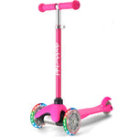 3-Wheel Kick Scooter for Kids Ages 3-8 Lean-to-Steer Toddler Scooter with Extra Wide Light Up Wheels, 4 Adjustable Heights, Foldable Scooters for Boys & Girls, Max Weight 110lbs (Pink)