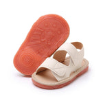 WILLFUN Baby Boys Girls Summer Squeaky Sandals Infant Premium Rubber Sole Open-Toe Non-Slip Shoes for Toddler First Walkers,Beige