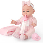 12'' Baby Doll in Gift Box - Toddler Baby Doll Set with Pacifier, Feeding Bottle, Blanket | Great Gift for 3+ Year Girls Pink
