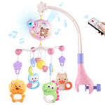 RSEPD Crib Mobile with Music and Lights, Baby Mobiles for Cribs, Nursery Musical Mobile for Bassinets Toys Hanging Girls Boys, Pack and Play Space Portable Animal Mobile Hanger Arm Clip On Attachment