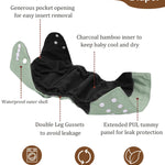 babygoal Reusable Charcoal Cloth Diapers with Double Gussets, 6 Pack Washable Baby Pocket Diapers with 6pcs Charcoal Inserts and Wet Dry Bag(Solid Color)