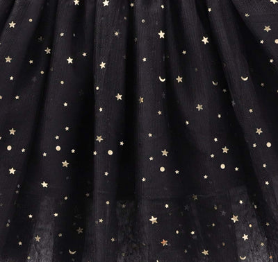 Toddlers Girls Sparkle Tulle Tutu Skirt with Sequins Stars Moon Sun (Black, 1-2years)